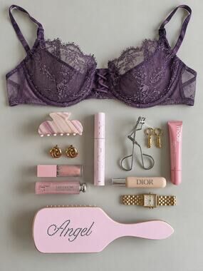 Archival La Perla Plum Amethyst Lace Balconette Corset Lace-Up Lingerie Bra Y2K